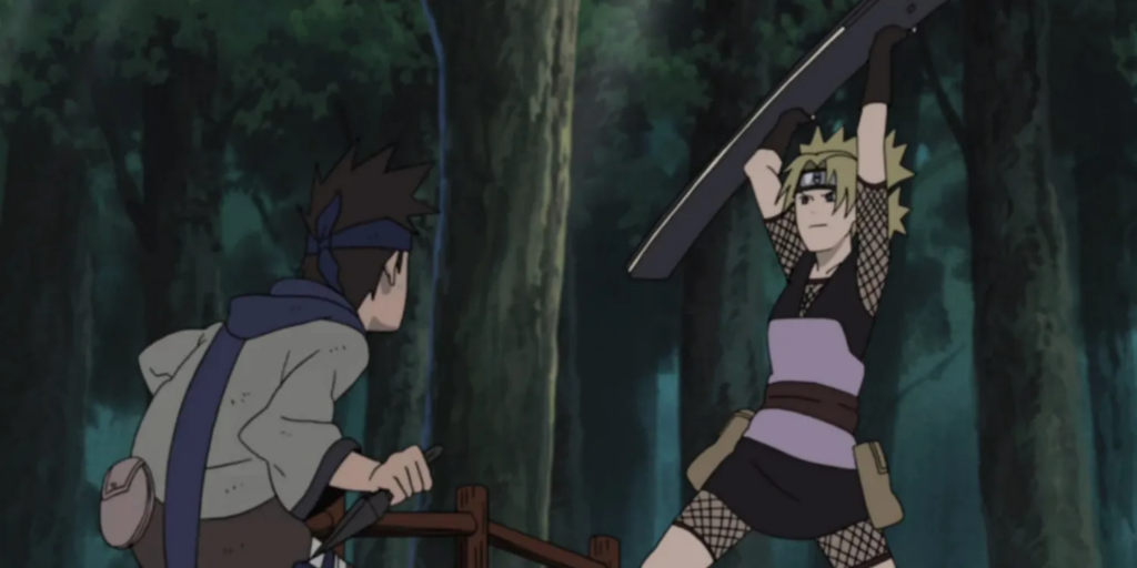 Shikamaru fala de Temari com outros Shinobi